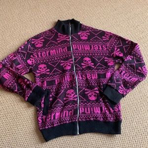 Skull Patterned Zip Up